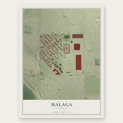 Malaga, California map print, the full design