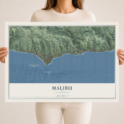 Map of Malibu, California, 18 x 24 inch unframed archival matte print