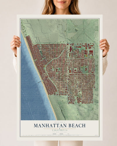 Map of Manhattan Beach, California, 24 x 36 inch unframed archival matte print