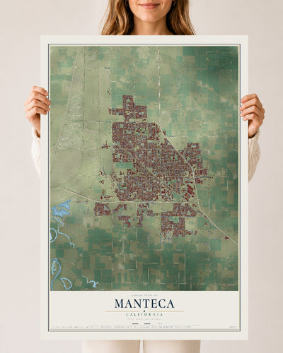 Map of Manteca, California, 24 x 36 inch unframed archival matte print