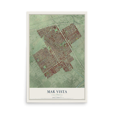 Map of Mar Vista, California, 12 x 18 inch unframed archival matte print