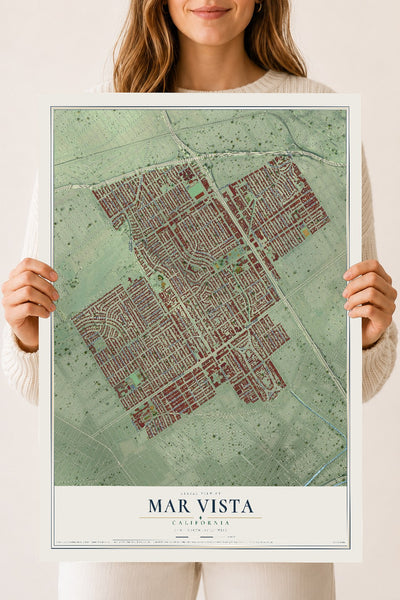 Map of Mar Vista, California, 18 x 24 inch unframed archival matte print