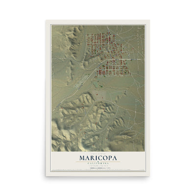Map of Maricopa, California, 12 x 18 inch unframed archival matte print