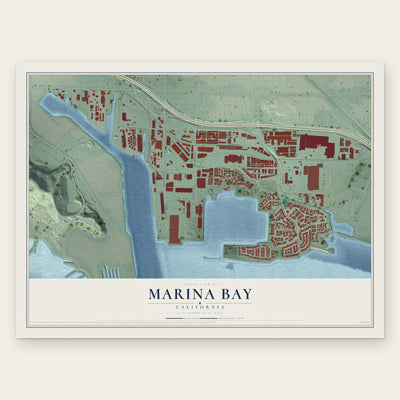 Marina Bay, California map print, the full design