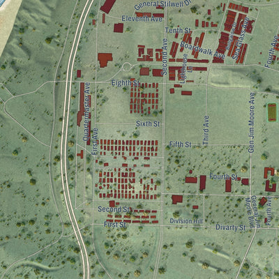 Second close-up of the map of Marina, California print showing more streets and buildings