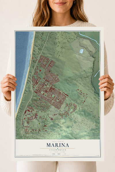 Map of Marina, California, 18 x 24 inch unframed archival matte print