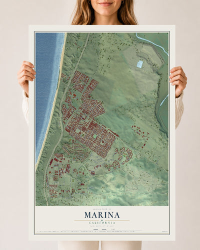 Map of Marina, California, 24 x 36 inch unframed archival matte print