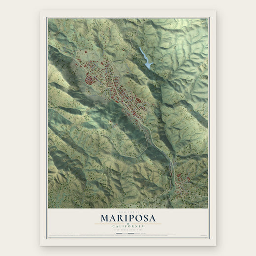 Mariposa, California map print, the full design