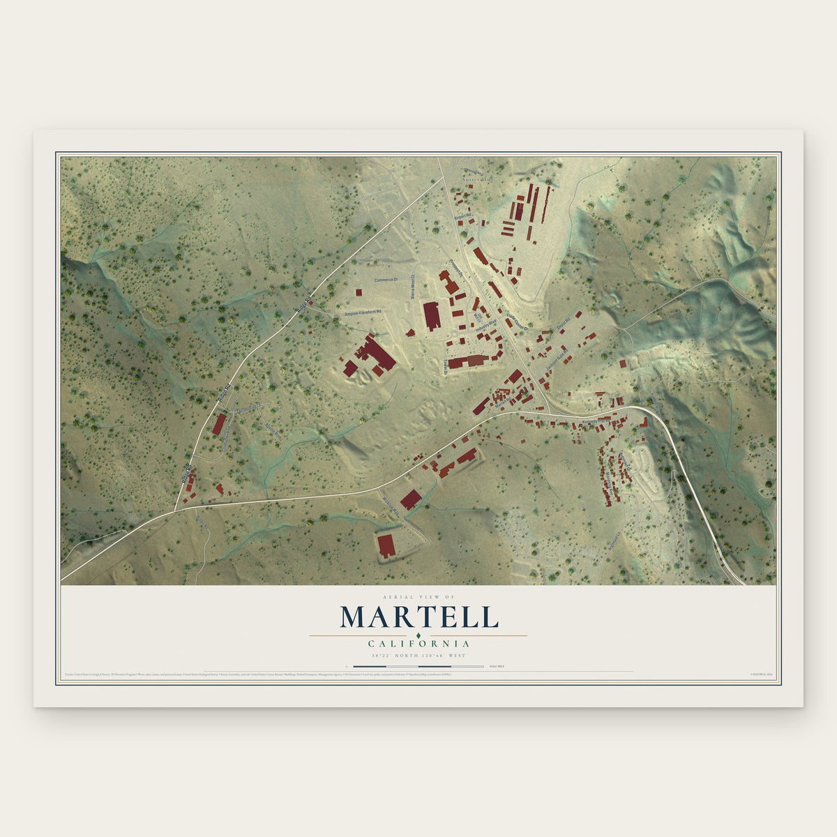 Martell, California map print, the full design