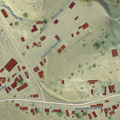 Close-up of the map of Martell, California print showing street and building detail