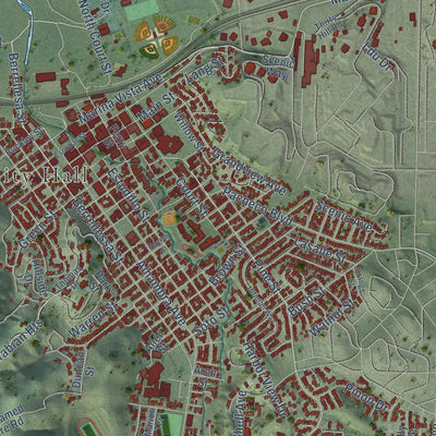 Second close-up of the map of Martinez, California print showing more streets and buildings