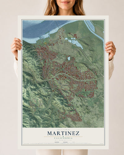 Map of Martinez, California, 24 x 36 inch unframed archival matte print