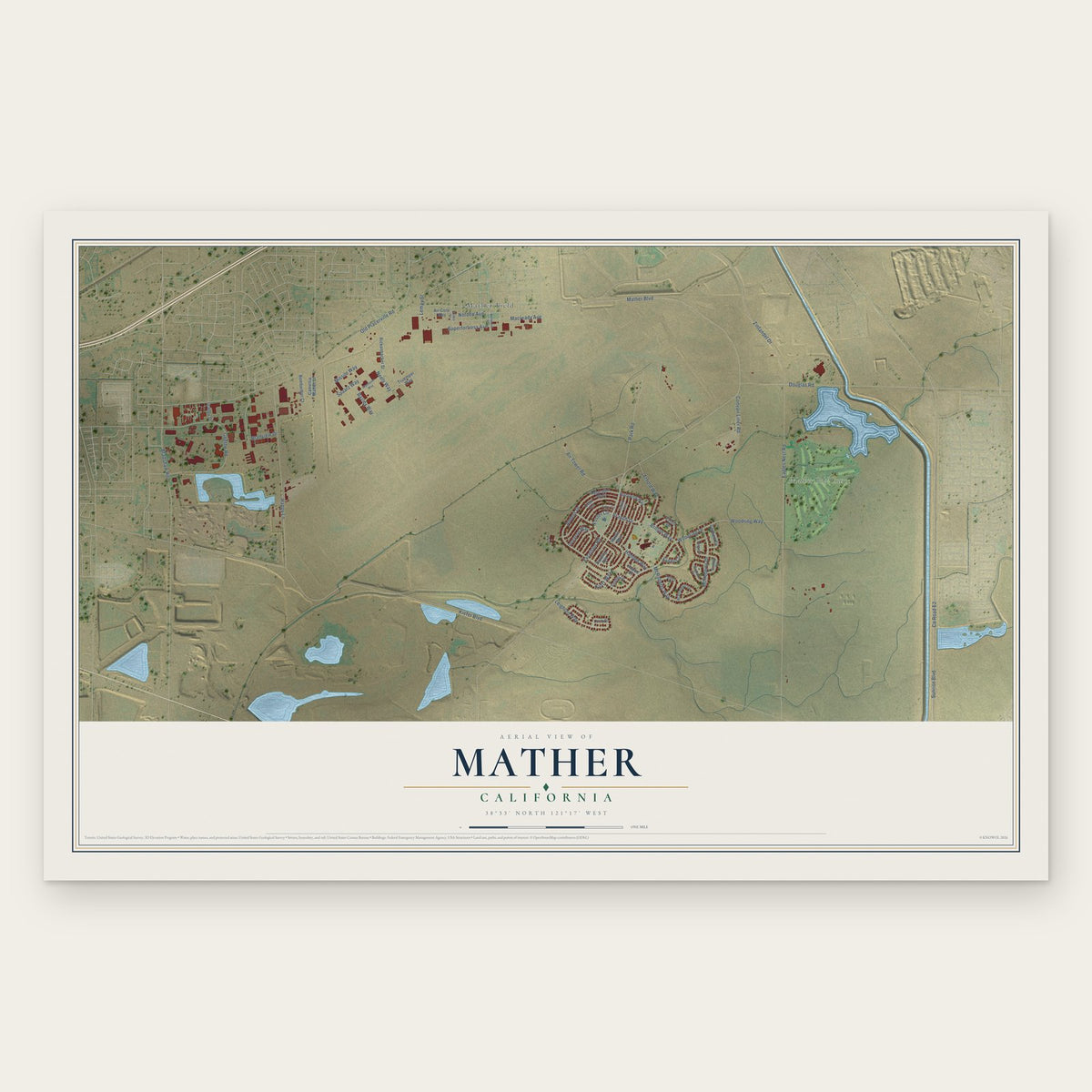 Mather, California map print, the full design