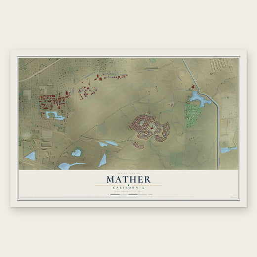 Mather, California map print, the full design