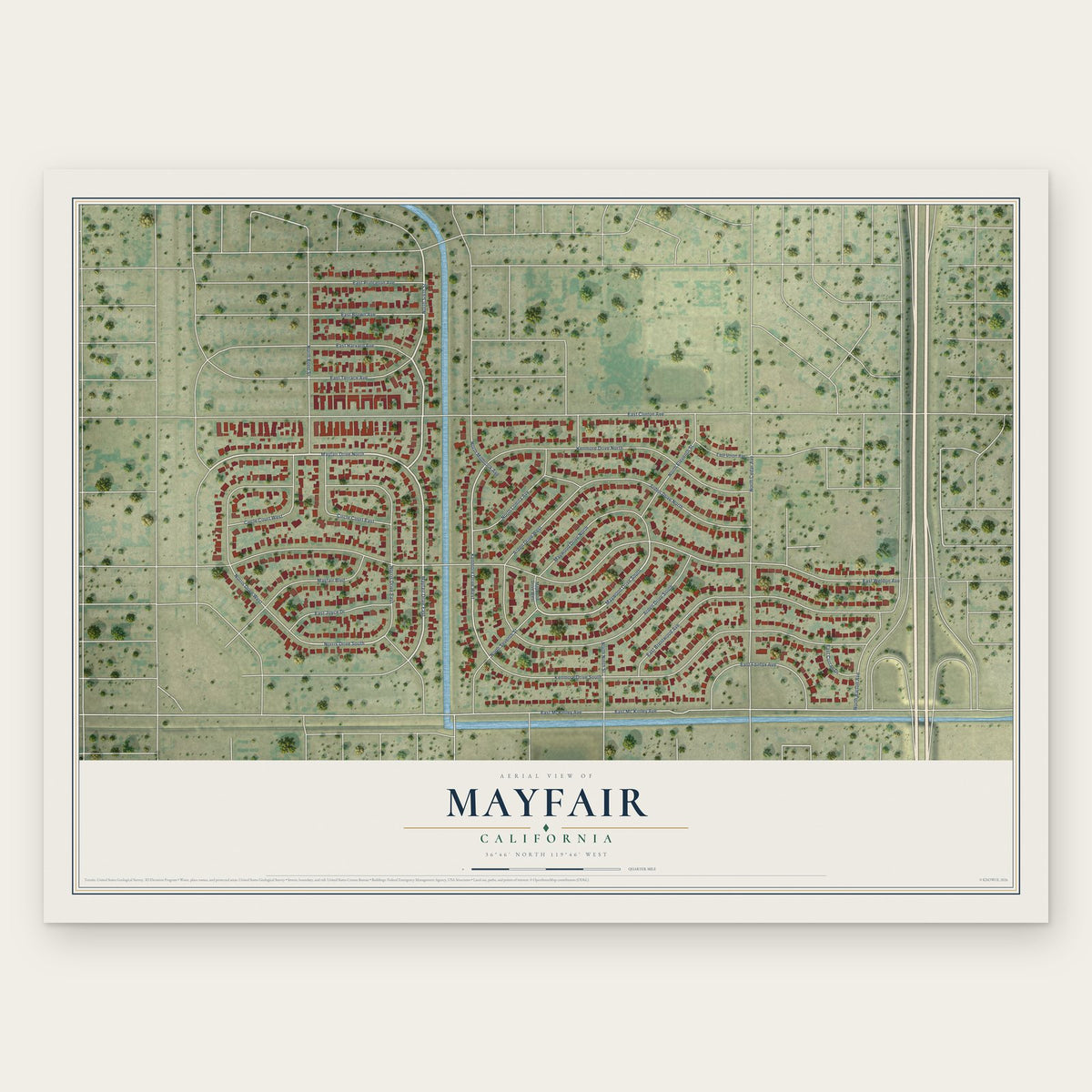 Mayfair, California map print, the full design