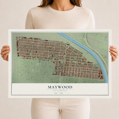 Map of Maywood, California, 12 x 18 inch unframed archival matte print
