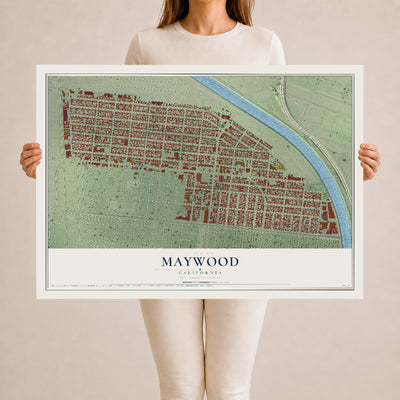 Map of Maywood, California, 24 x 36 inch unframed archival matte print