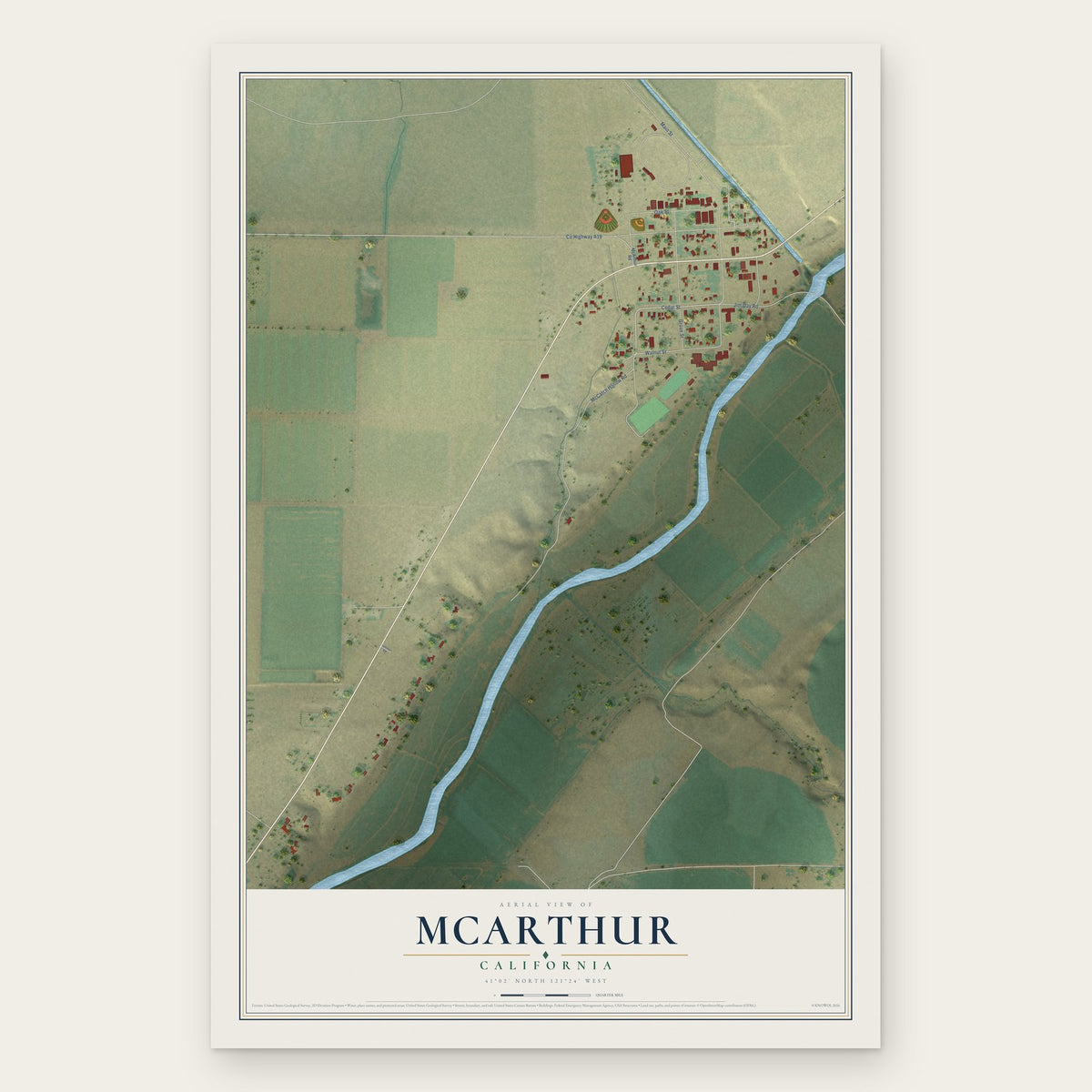 McArthur, California map print, the full design