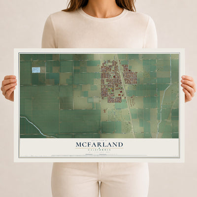 Map of McFarland, California, 12 x 18 inch unframed archival matte print