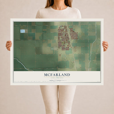 Map of McFarland, California, 24 x 36 inch unframed archival matte print