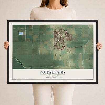Map of McFarland, California, 24 x 36 inch print in a black wood frame