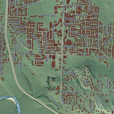 Close-up of the map of McKinleyville, California print showing street and building detail