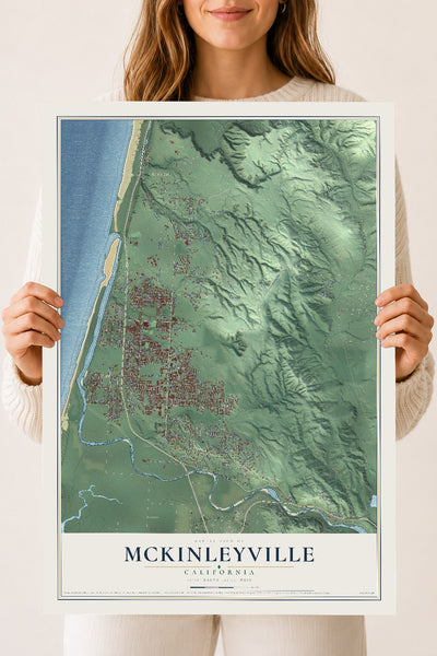 Map of McKinleyville, California, 18 x 24 inch unframed archival matte print