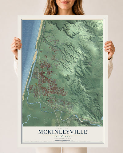 Map of McKinleyville, California, 24 x 36 inch unframed archival matte print