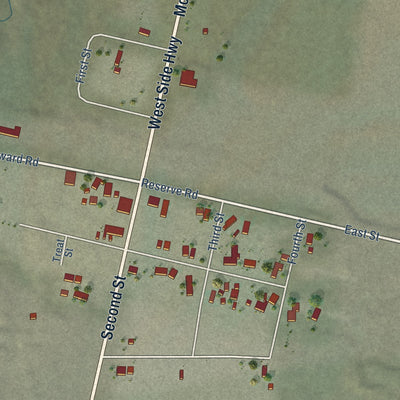 Close-up of the map of McKittrick, California print showing street and building detail