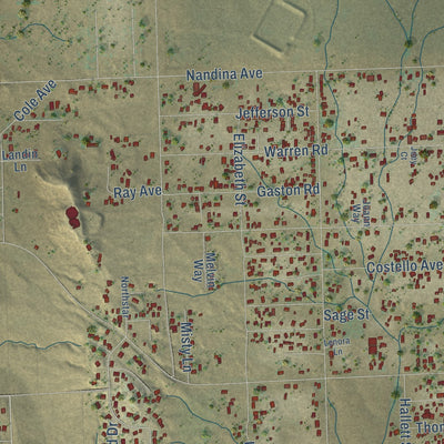 Second close-up of the map of Mead Valley, California print showing more streets and buildings