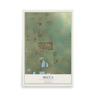 Map of Mecca, California, 12 x 18 inch unframed archival matte print