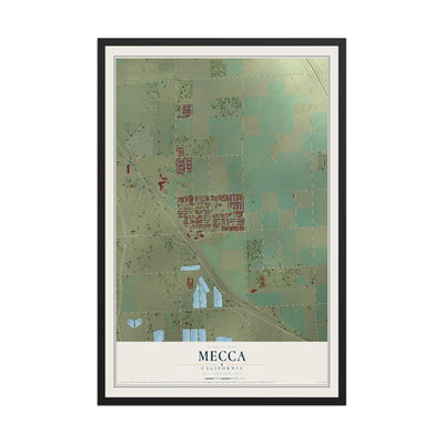 Map of Mecca, California, 12 x 18 inch print in a black wood frame