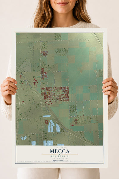 Map of Mecca, California, 18 x 24 inch unframed archival matte print