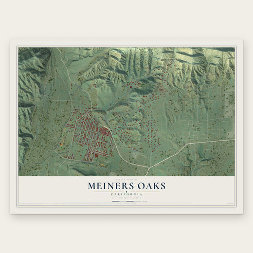 Meiners Oaks, California map print, the full design