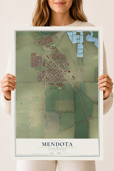 Map of Mendota, California, 18 x 24 inch unframed archival matte print