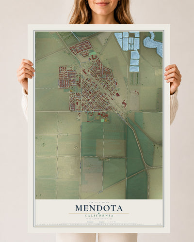 Map of Mendota, California, 24 x 36 inch unframed archival matte print