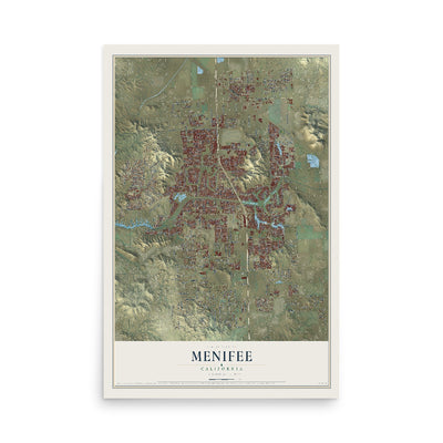 Map of Menifee, California, 12 x 18 inch unframed archival matte print