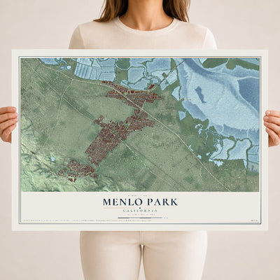 Map of Menlo Park, California, 18 x 24 inch unframed archival matte print