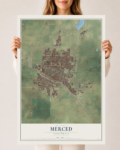Map of Merced, California, 24 x 36 inch unframed archival matte print