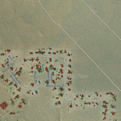 Close-up of the map of Mesa, California print showing street and building detail