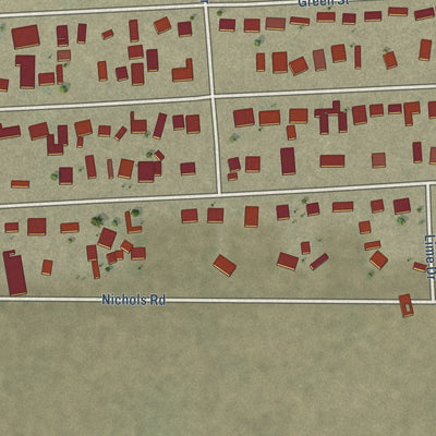 Close-up of the map of Mesa Verde, California print showing street and building detail