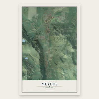 Meyers, California map print, the full design