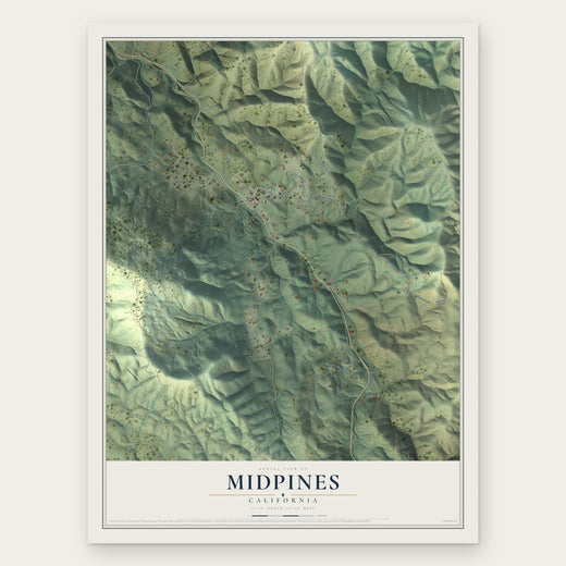 Midpines, California map print, the full design
