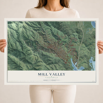 Map of Mill Valley, California, 18 x 24 inch unframed archival matte print