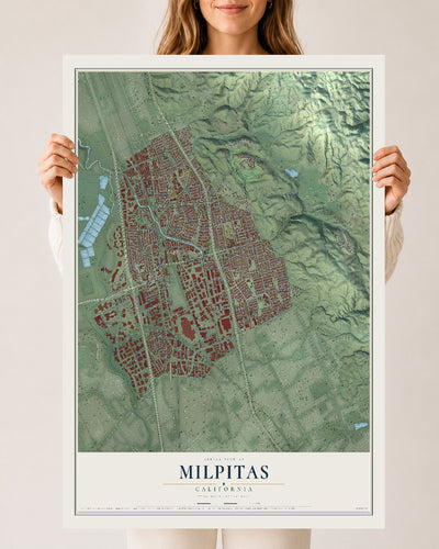 Map of Milpitas, California, 24 x 36 inch unframed archival matte print