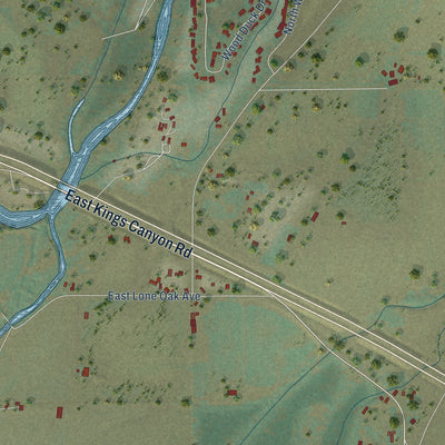Close-up of the map of Minkler, California print showing street and building detail