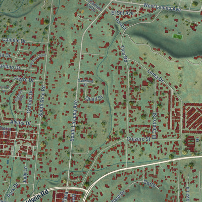 Close-up of the map of Mira Monte, California print showing street and building detail