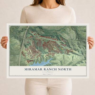 Map of Miramar Ranch North, California, 12 x 18 inch unframed archival matte print