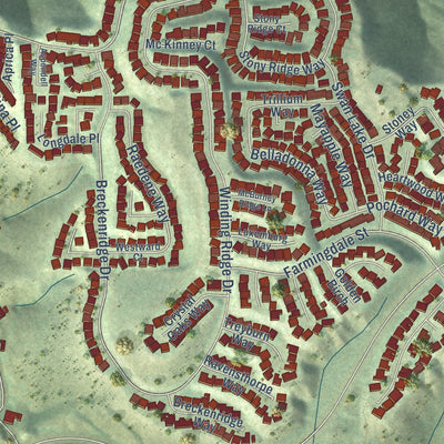 Close-up of the map of Miramar Ranch North, California print showing street and building detail