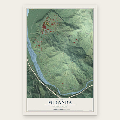 Miranda, California map print, the full design